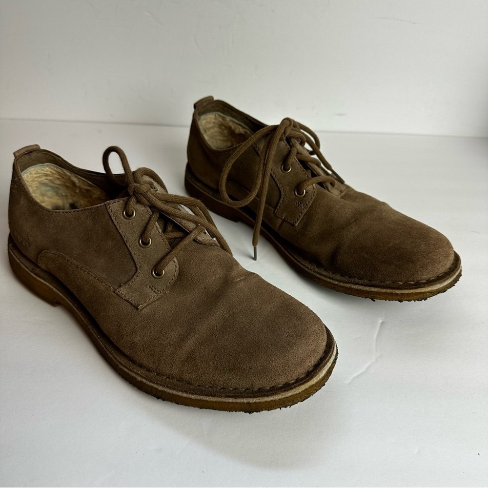 Ugg Suede Oxford Shoes Men's Size 8 Boots EU 40.5 Tan Lace Up Leather Sheepskin